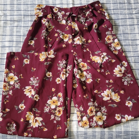 Pants - Burgundy/Maroon Wide Leg Pants